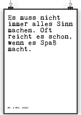 Produktbild von Mr. & Mrs. Panda Bild Es muss nicht immer... DIN A4 - Weiß - Geschenk, Sinn des Lebens, Plakat, wanddeko, Kunstdruck, Posterdruck, drucke, Sinnhaftigkeit, Sprüche, Spass