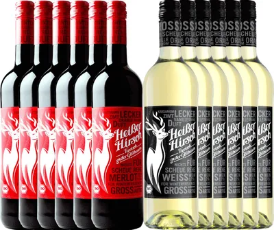 Produktbild von 12er Mixpaket - -Glühwein rot & weiß - Heißer Hirsch