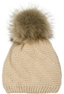 Produktbild von styleBREAKER Uni Einfarbige Strick Bommelmütze fein gestrickt mit Fleece Futter, Winter Fellbommel Mütze 04024175