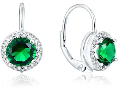 Produktbild von Silver earrings with green crystals AGUC1157