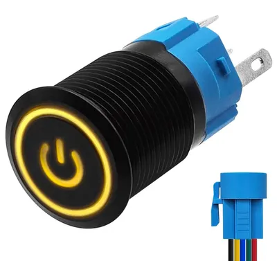 Produktbild von ProRide Impulsschalter 16 mm 12V/24V mit LED, spritzwassergeschützt