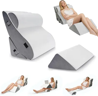 Produktbild von Sonstiges Kissen 4-teiliges orthopädisches Bettkeilkissen-Set für nach Operationen, Memory-Schaum-Lesekissen, Linderung von Rücken- und Beinschmerzen,