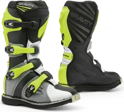 Image de Bottes de moto pour enfants FORMA GRAVITY gris/blanc/jaune fluo, taille 35