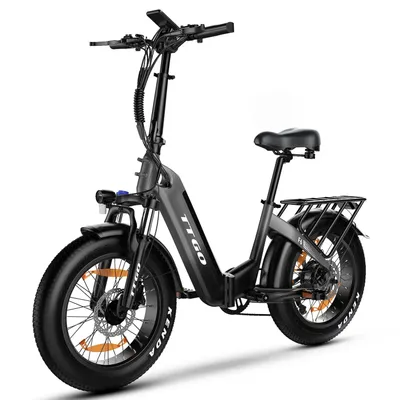 Imagen del producto de Bicicleta Eléctrica TTGO F6 - Motor 250W Batería 36V25AH Ruedas de 20 Pulgadas Freno de Disco Hidráulico - Negro Gris