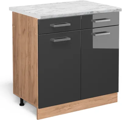 Obrázek produktu pro Spodní skříňka kuchyňské linky Vicco R-Line Antracitový vysoký lesk 80 cm PD Mramor, Model 46537
