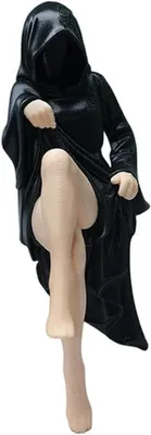 Productafbeelding van 2 stuks, gotische figuurdecoratie, sculptuur van een vrouw in een zwarte jurk. Ideaal voor Halloween, gotische decoratie, sexy figuur voor kantoor, auto, bibliotheek, of een donkere danslocatie