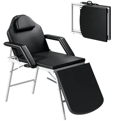 Produktbild von Tragbare Massageliege, 3-teilige verstellbare Kosmetikliege mit Gesichtsausschnitt, abnehmbarer Kopfstütze und Armlehnen