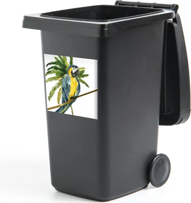Produktbild von MuchoWow® Mülltonnenaufkleber Dschungel - Papagei - Zweig 40x40 cm - Abfall-Aufkleber - Container - für Abfallcontainer