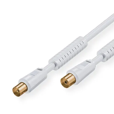 Produktbild von VALUE Antennenkabel mit Ferrite ST / BU, weiß, 1,5 m