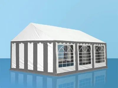 Produktbild von TOOLPORT Partyzelt Festzelt 4x6 m Garten-Pavillon PVC Plane 700 N in grau-weiß Wasserdicht