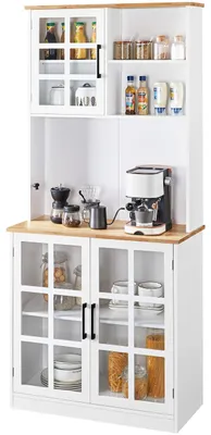 Produktbild von Multifunktionale Küchenschrank mit Verstellbaren Regalen und Glastüren