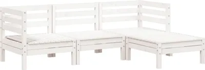 Produktbild von vidaXL Gartensofa 3-Sitzer mit Hocker Weiß Massivholz Kiefer