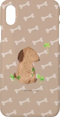 Produktbild von Mr. & Mrs. Panda Iphone 10 Handyhülle Hund Kleeblatt - Hundeglück - Geschenk, X, Glück, Handy, Sprüche, Viel, Cover, Hülle, Glücksbringer