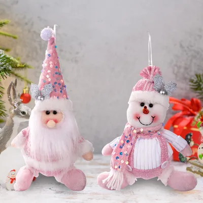 Weihnachtsdekoration 2er-Set: Schneemann, Elfe & Weihnachtsmann