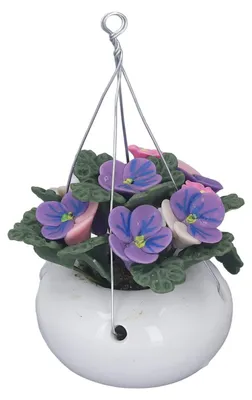 Produktbild von 1:12 Miniatur-Puppenhaus-Pflanzen, realistische Mini-Phalaenopsis-Topfblumen-Modelldekoration aus Ton zum Aufhängen
