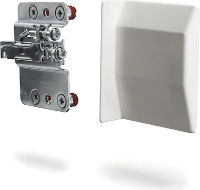 Produktbild von Schrankaufhängung Schrankhalter Unterschrankaufhängung Badschrankhalter | Tragkraft 240 kg | Stahl verzinkt | Abdeckkappe: weiß | höhen- und tiefenverstellbar | Aufhänger: Anschlag (rechts) | mit vormontierten Spreizdübeln