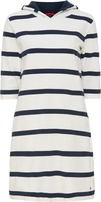 Produktbild von Sea Ranch Damen Sweatshirt-Kleid Ronja im Streifen-Design mit Kapuze - Streifenkleid mit 3/4-Ärmeln in Pearl-Navy Größe S