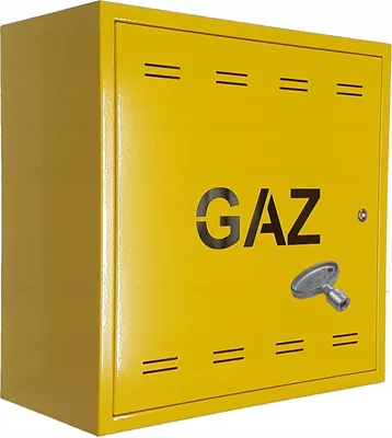 Produktbild von Gasbox Gaskasten Metall FEINZ 60x60x25 - Gelb - Mit Schlüssel - Robuste Konstruktion - Wetterfest