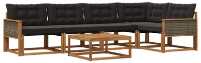 Produktbild von vidaXL Outdoor-Sofagarnitur mit Kissen 6 pcs Natürlich und Schwarz