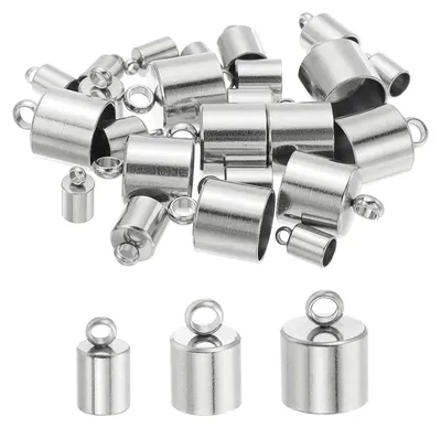 Edelstahl-Koordstopper 30 Stück, 4/6/10 mm, für DIY-Schmuck