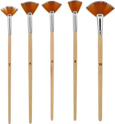Produktbild von 5-teiliges Fächerpinsel-Set - Öl- und Acrylmalpinsel - Holzgriff mit Nylonhaaren für Acrylmalerei und DIY-Aquarellmalerei