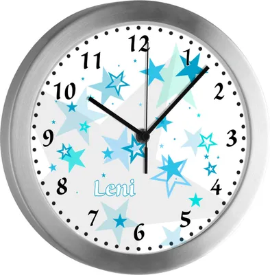 Produktbild von Kinderzimmer Funkwanduhr, Funkuhr Wanduhr Kinder, Sterne türkis 25 cm