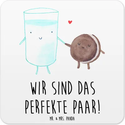 Produktbild von Mr. & Mrs. Panda Tischuntersetzer Milch Keks 15er Set - Weiß - Geschenk, Kekse, Kaffee, Untersetzer für Gläser, Romantisch, Glas-Untersetzer, Tassen-Untersetzer, Coaster