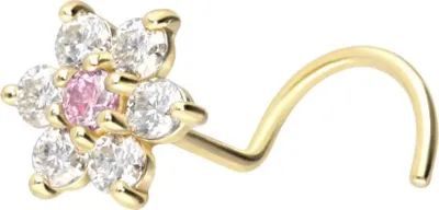 Produktbild von Nasenpiercing, Nasenstecker 14/18 Karat Gold Nasenstecker Spirale MOISSANIT-BLUME
