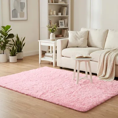 Produktbild von Fluffy Hochflor Shaggy Teppich Rosa, Größe:200x290 cm
