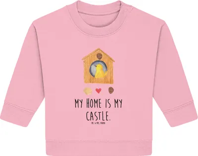 Produktbild von Mr. & Mrs. Panda Organic Baby Pullover Vogel Haus 12. - 18. Monat - Baumwolle Pink - Geschenk, Vogelhaus, Zuhause, Bullover, Castle, Familie, Lustige Sprüche, Wohnung