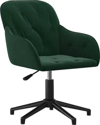 Image de vidaXL Chaise de bureau pivotante vert foncé velours