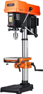 Immagine prodotto di VEVOR Trapano da banco 304,8 mm, 750 W, trapano a colonna con velocità variabile 340-2200 giri/min, con piano di lavoro inclinabile 0-45°, LED, posizionamento a raggi X, per legno e metallo