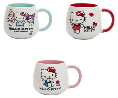 Image de Lot de 3 mugs Hello Kitty 40 cl - 3 couleurs et motifs assortis