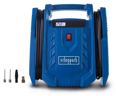Image de Compresseur d'air portatif SCHEPPACH AIRFORCE 7 SC 100 W, 8 bars, 24L/min, avec 2 aiguilles et 2 adaptateurs
