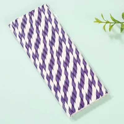 Zdjęcie produktu dla 25 Stick Disposable Paper Straws Party Dessert Juice Decoration Environmental Straw(Purple)