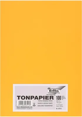 Produktbild von folia 6416 - Tonpapier dunkelgelb, DIN A4, 130 g/qm, 100 Blatt - zum Basteln und kreativen Gestalten von Karten, Fensterbildern und für Scrapbooking