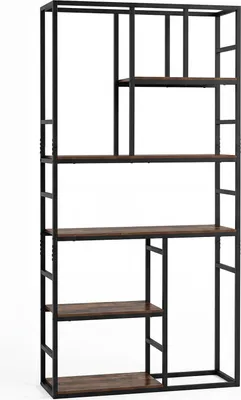 Produktbild von KOMFOTTEU Hochregal mit 5 Ebenen, Bücherregal mit offenen Regalen, Metallstruktur, 2 Kippschutzvorrichtungen, modernes Regal für Wohnzimmer, Schlafzimmer, Büro, 90 x 30 x 180 cm