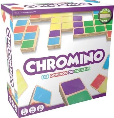 The image shows the packaging of a board game called Chromino.