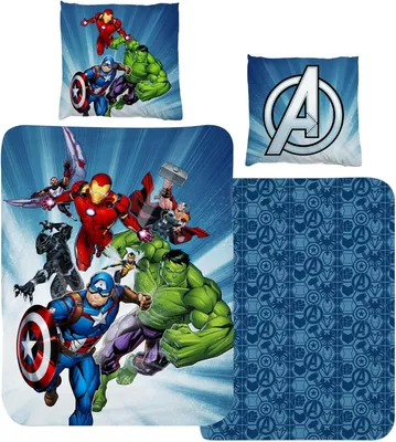 Produktbild von Bettwäsche 135x200 Flanell, Biber Jungen, Marvel Avengers, kuschelig weich für Winter, 1x Kissenbezug 80x80 + Bettbezug 135x200, 100% Baumwolle