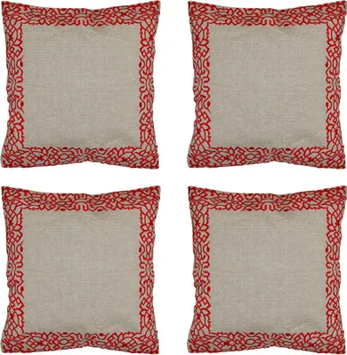 Immagine prodotto di Set di 4 fodere per cuscino Marrakesh cuscino 40x40 cm grande | cuscini per divano cuscini in cotone ricamato come decorazione per il soggiorno su poltrona e divano | cuscini decorativi Frisia rosso come cuscini per sedia in sala da pranzo