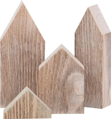 Produktbild von UNUS Deko Holz Häuser 4er Set Aufsteller Dekohäuser Weihnachtsdeko skandinavisch