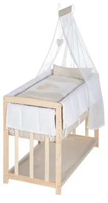 Image de Lit de puériculture Roba 4 en 1, lit d'appoint "Liebhabär", berceau et banc pour enfant en bois de hêtre