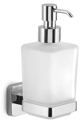 Immagine prodotto di Dispenser sapone da muro cromato in acciaio inox, cromall e vetro satinato | Tahiti
