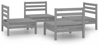 Imagen del producto de vidaXL Juego de jardín de 4 piezas, color gris, madera maciza de pino