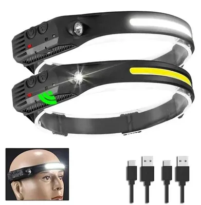 Zdjęcie produktu dla Reflektor czołowy, ładowany przez USB, wodoodporny, 2 sztuki