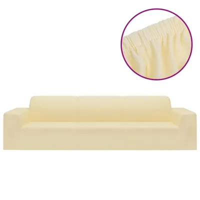 Obrázok produktu pre vidaXL Strečový poťah na 4-miestnu pohovku Cream Polyester Jersey
