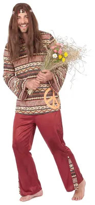 Obrázok produktu pre Hippie pánsky kostým Kostým 60. rokov bordovej farby - S