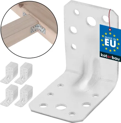 Produktbild von KOTARBAU® 50er Set Winkel 60x60x45 mm Winkelverbinder Schwerlastwinkel aus feuerverzinkter Stahl Eckwinkel mit Sicke Blechwinkel Metallwinkel 90 Grad Stahlwinkel Winkelprofil Bauwinkel Stuhlwinkel