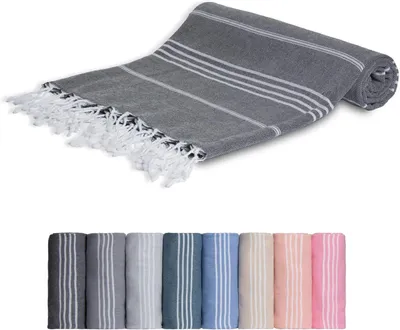 Produktbild von Strandtuch & Saunatuch – Türkisches Hamamtuch 100% Baumwolle – Badetuch 100x200 cm – Anthrazitgrau