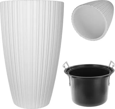 Obrázek produktu pro KADAX květináč 30cm obal na květináč s vložkou stojan na květiny plast bílý